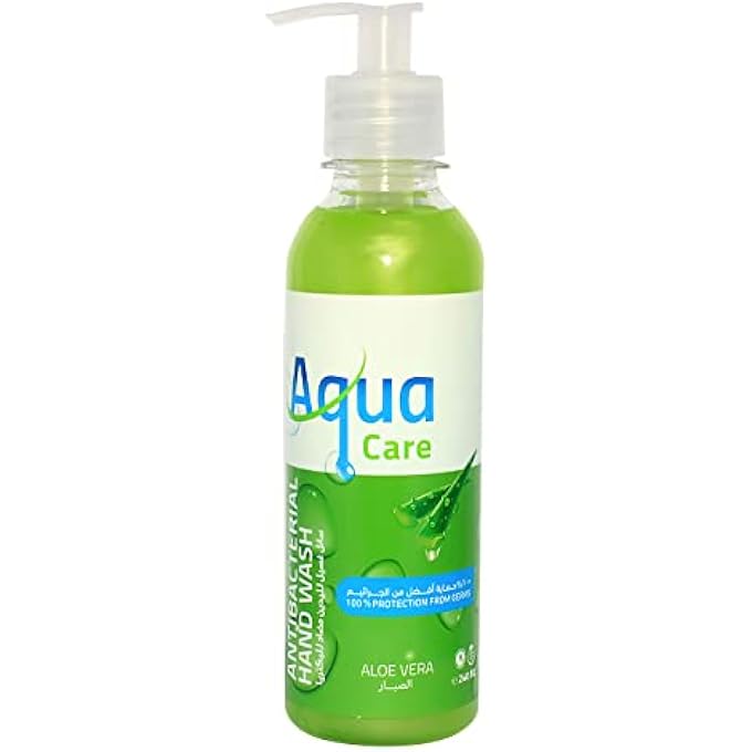 Aqua Care ANTI BACTERIA LIQUID HAND WASH ALOE VERA & EFFECTIVE GERM PROTECT SKIN HAND SOAP, MOISTURIZING & SOOTHING CLEAN WITH FRESH SCENT, ESSENTIAL OILS & PARABEN FREE, 240ML - Image 1